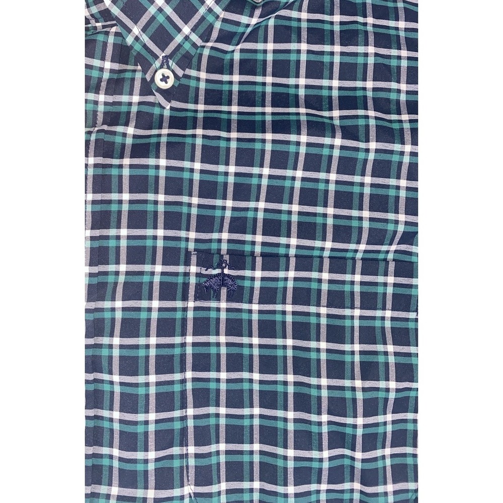 Brooks Brothers Regent Fit Shirt Nylon/Spandex Mens XXL Green/Blue Plaid Lamb - Picture 2 of 8